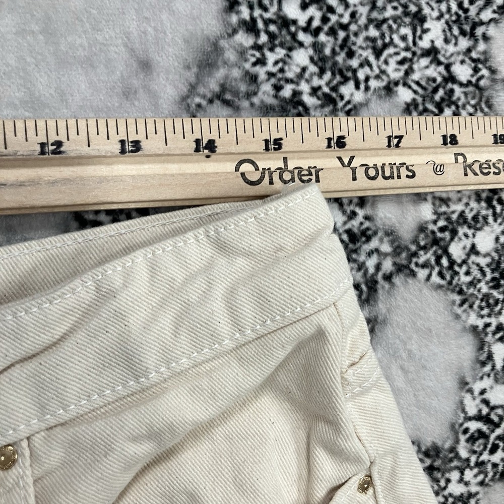 Zara High Rise Denim Shorts Women Cream White Size 12 EUR 44 Button FLy - Picture 4 of 11